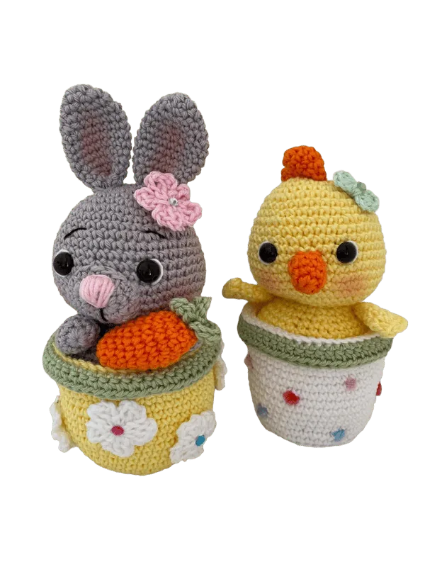 Bunny e Chick di Pasqua all'uncinetto fatti a mano