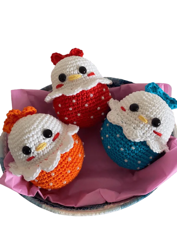 Three Chicks tre pulcini di Pasqua all'uncinetto fatti a mano